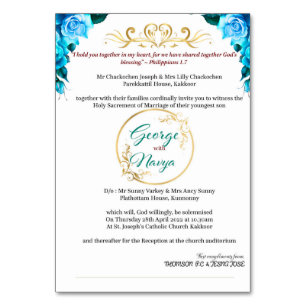 Wedding Invitation - Indian Floral Design Table Number