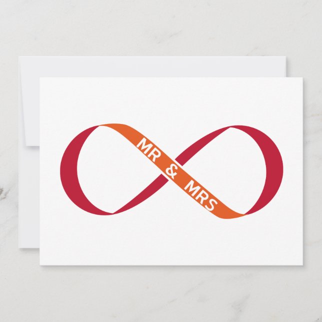 Wedding invitation, infinity sign with Mr and Mrs Invitation (Front)