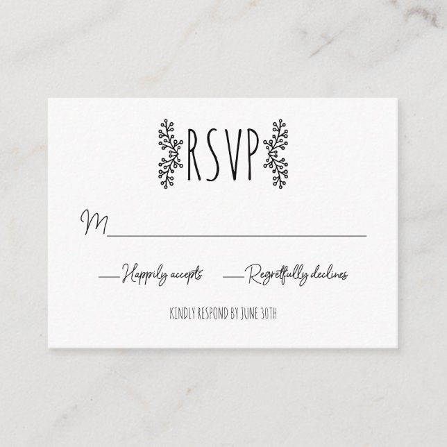 Wedding Invitation Insert Enclosure Cards RSVP (Front)