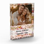Wedding invitation keepsake photo block<br><div class="desc">Celebrate life’s most meaningful moments with this beautifully personalised photo keepsake block. Featuring your favourite photo, custom names, and special date, this elegant floral memory plaque is a timeless way to preserve love and memories. Perfect as a romantic display piece for homes, offices, or bedside tables, this custom photo block...</div>
