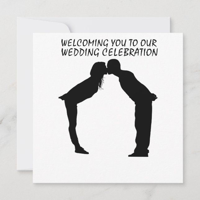 WEDDING INVITATION KISSING COUPLE SILHOUETTE (Front)