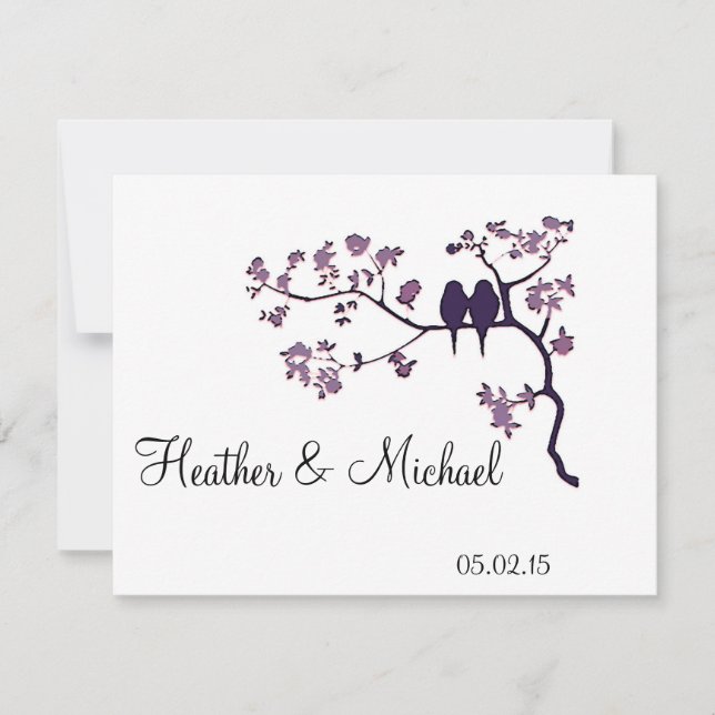 Wedding invitation - lovebirds on a tree (Front)