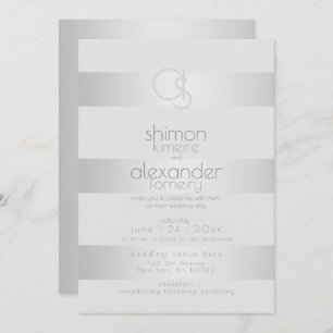 Wedding Invitation   Luminous Silver Stripes