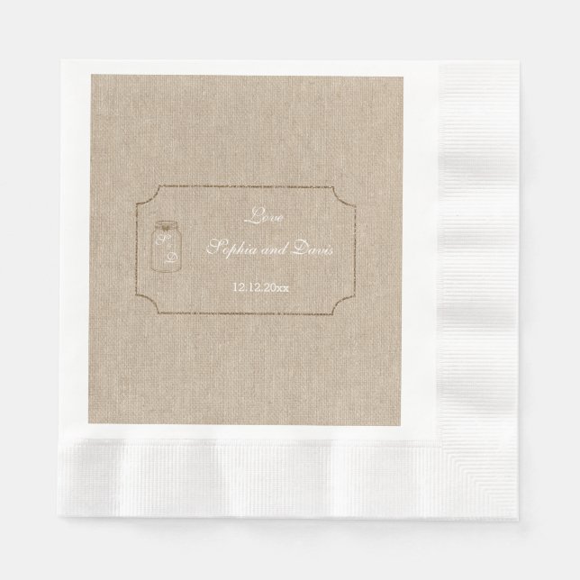 Wedding Invitation | Mason Jar Linen Canvas Napkin (Front)
