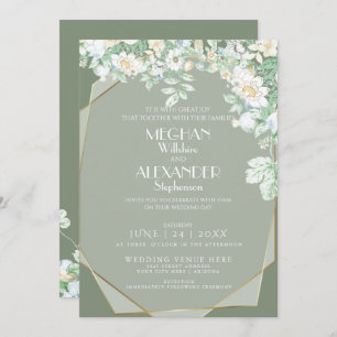 Wedding Invitation    Modern Geometric Wildflowers