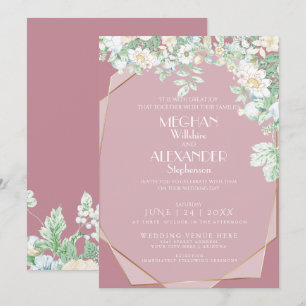 Wedding Invitation Modern Geometric Wildflowers