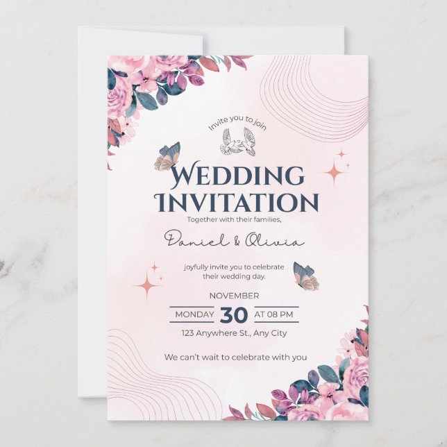 Wedding Invitation Modern Typography Minimal (Front)