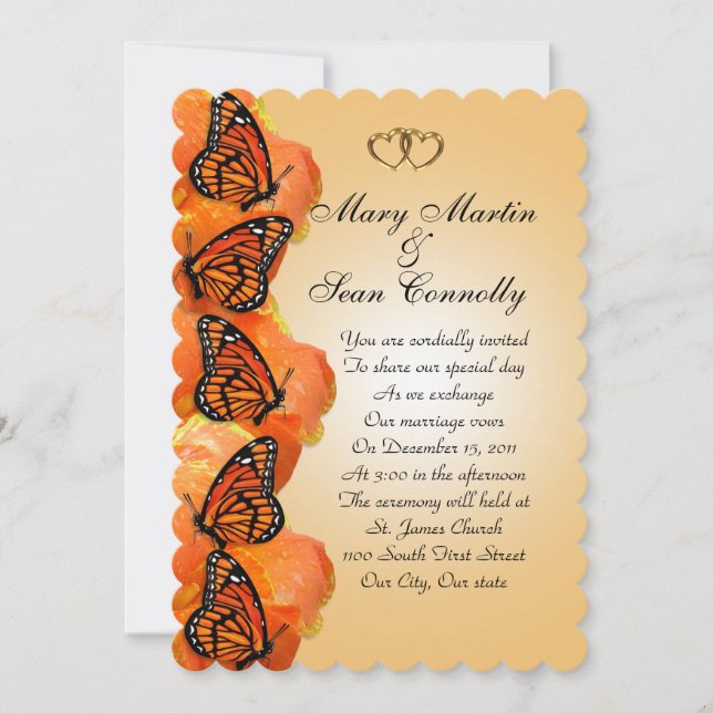 Wedding Invitation Monarch Butterflies (Front)