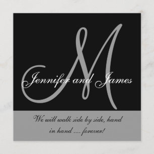 Wedding Invitation Monogram Saying Black White