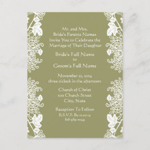 Wedding Invitation Olive Green Vintage