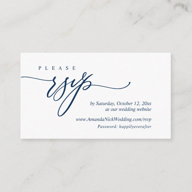 Wedding Invitation Online RSVP, Modern Script Card (Front)