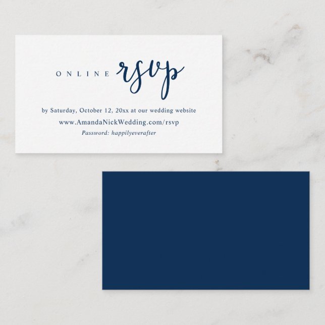 Wedding Invitation Online RSVP, Modern Script Card (Front/Back)