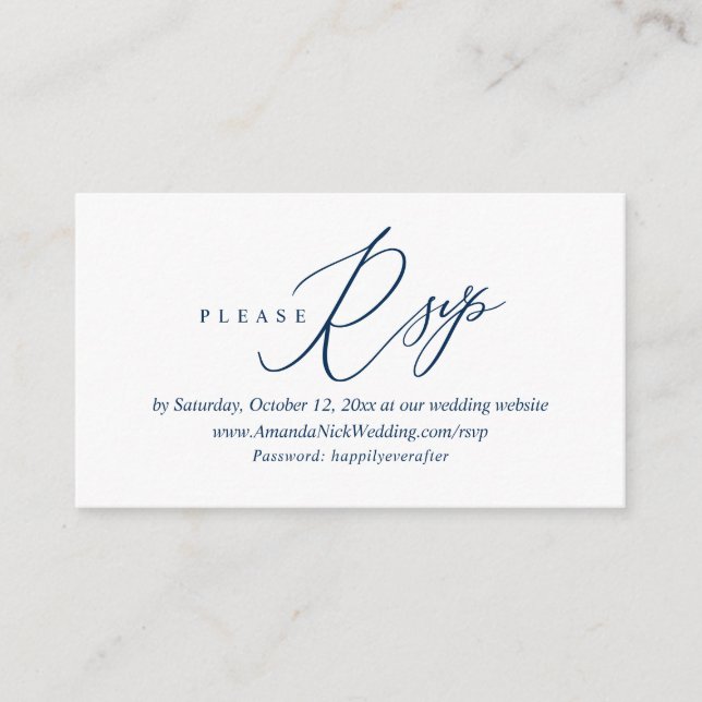 Wedding Invitation Online RSVP, Modern Script Card (Front)
