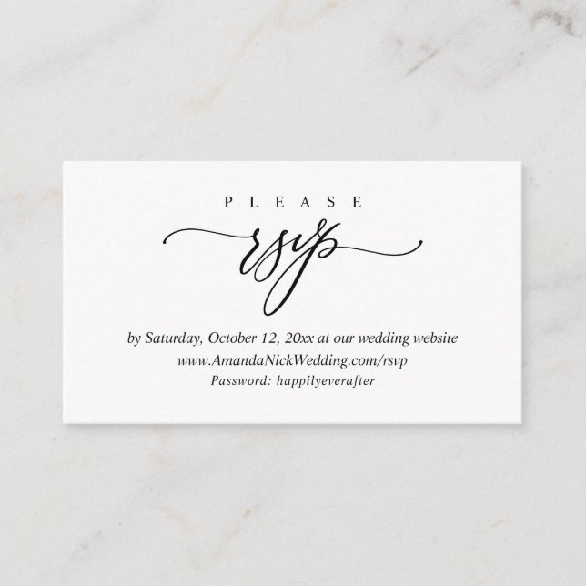 Wedding Invitation Online RSVP, Modern Script Card (Front)