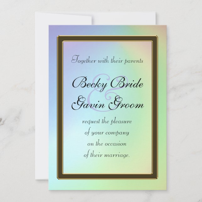 Wedding Invitation Opalescent Rainbow (Front)