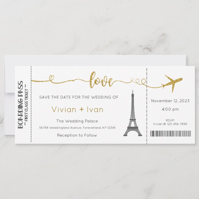 Wedding Invitation, Paris Wedding Invite, Love Invitation (Front)