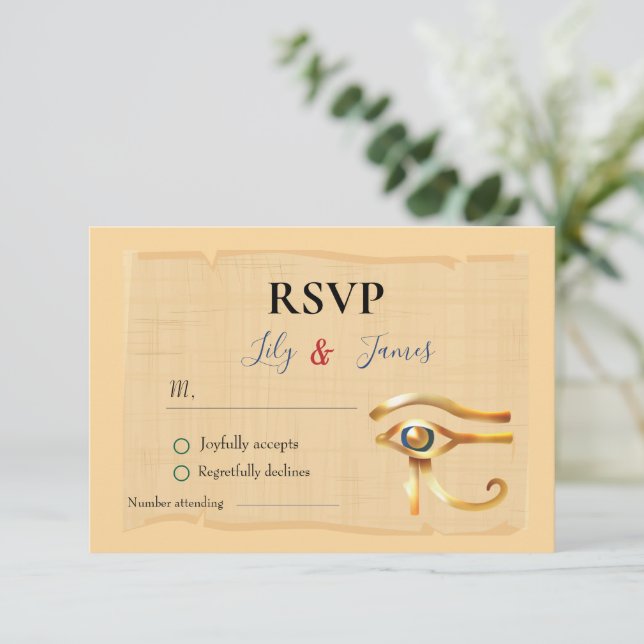 Wedding Invitation Pharaonic heritage on papyrus (Standing Front)