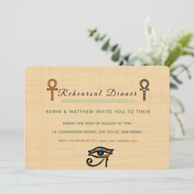 Wedding Invitation Pharaonic heritage on papyrus  (Standing Front)