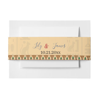 Wedding Invitation Pharaonic heritage on papyrus Belly Band