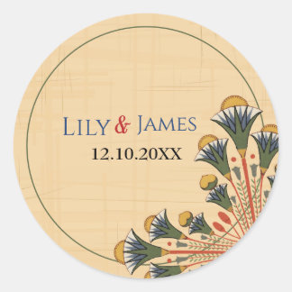 Wedding Invitation Pharaonic heritage on papyrus Classic Round Sticker