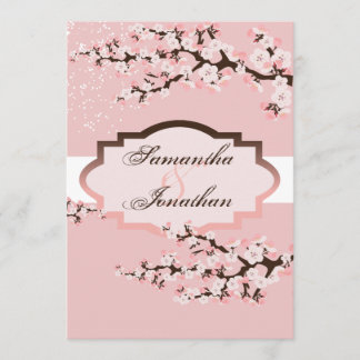 Wedding Invitation Pink Cherry Blossom Floral