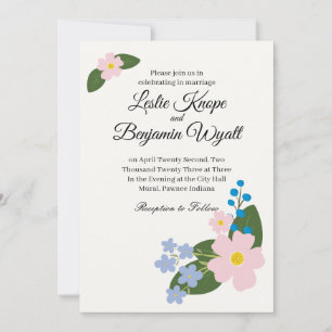 Wedding Invitation Pink Flower
