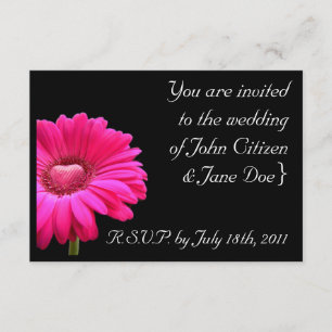 Wedding Invitation: Pink Gerbera with loveheart Invitation