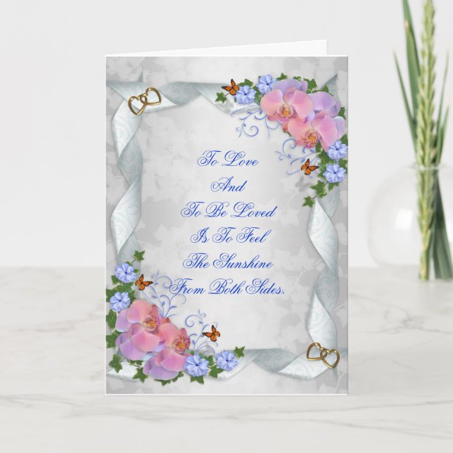 Wedding invitation pink orchids elegant (Front)