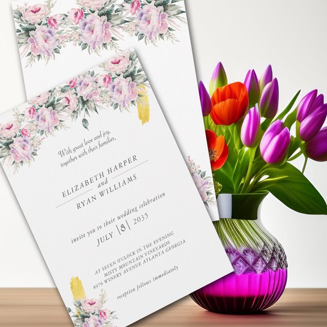 Wedding Invitation Pink Peonies (Creator Uploaded)