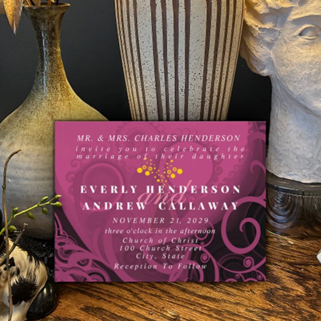 Wedding Invitation-Plum Cala Lily Invitation Postcard (Creator Uploaded)