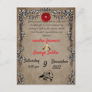 wedding invitation postcard