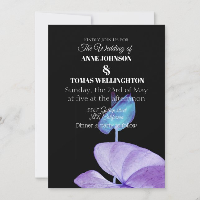 Wedding Invitation, Purple and Black Invitation (Front)