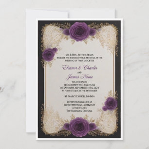 wedding invitation, purple wedding invite