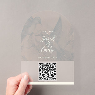 Wedding Invitation QR Code Soft Hummingbird Design