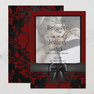 Wedding invitation red & black traditional photo