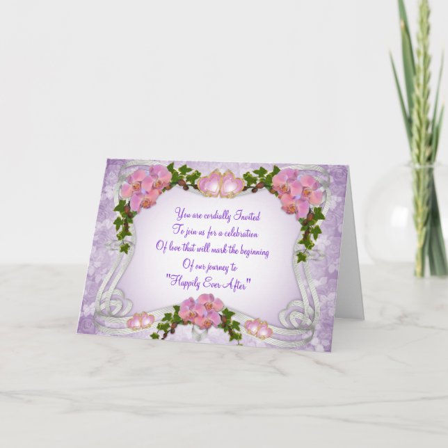 Wedding invitation romantic orchids (Front)