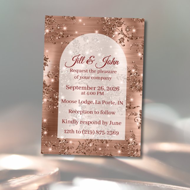 Wedding Invitation Rose Gold Arched Glitter (Creator Uploaded)