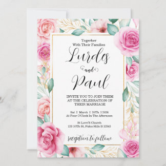  Wedding invitation Roses Pink