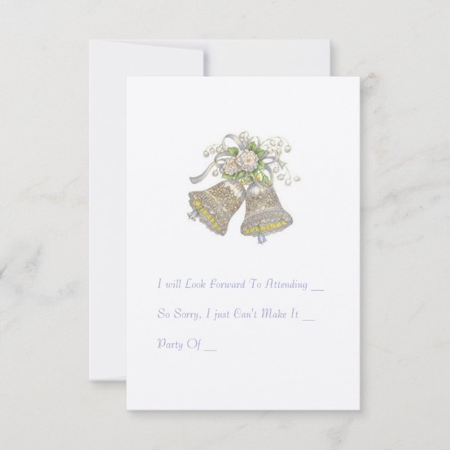 Wedding  Invitation RSVP Card. "Wedding Bells" (Front)