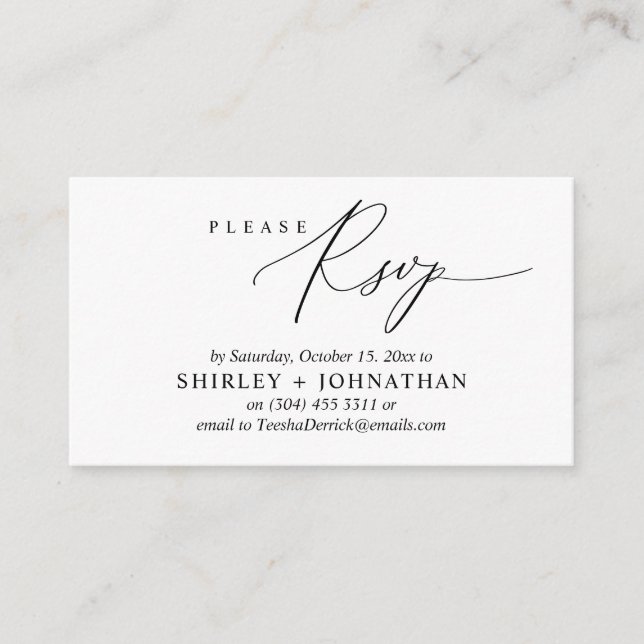 Wedding Invitation RSVP, Modern Romantic Reminder (Front)