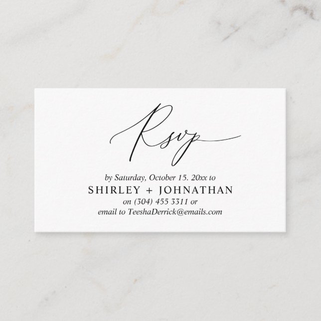 Wedding Invitation RSVP, Modern Romantic Reminder (Front)