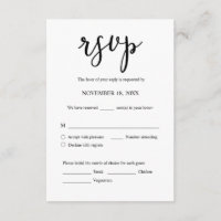 Wedding Invitation RSVP Respond, Meal options Card