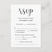 Wedding Invitation RSVP Respond, Meal options Card