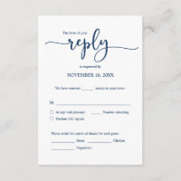 Wedding Invitation RSVP Respond, Meal options Card