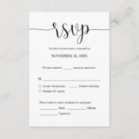 Wedding Invitation RSVP Respond, Meal options Card