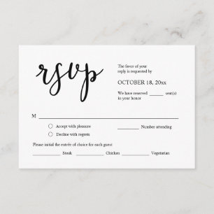 Wedding Invitation RSVP Respond, Meal Options Card