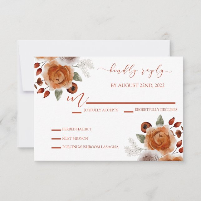Wedding Invitation RSVP Response Cards (Front)