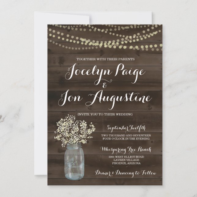 Wedding Invitation | Rustic Baby's Breath (Front)