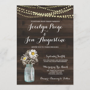 Wedding Invitation Rustic Chamomile / Daisy