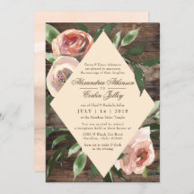 WEDDING INVITATION | Rustic Wood Blush Floral Sage
